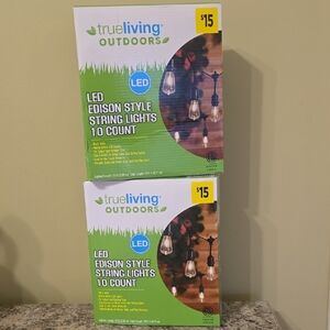 2 True Living Outdoors LED Edison Style String Lights 10 Count Per Box New